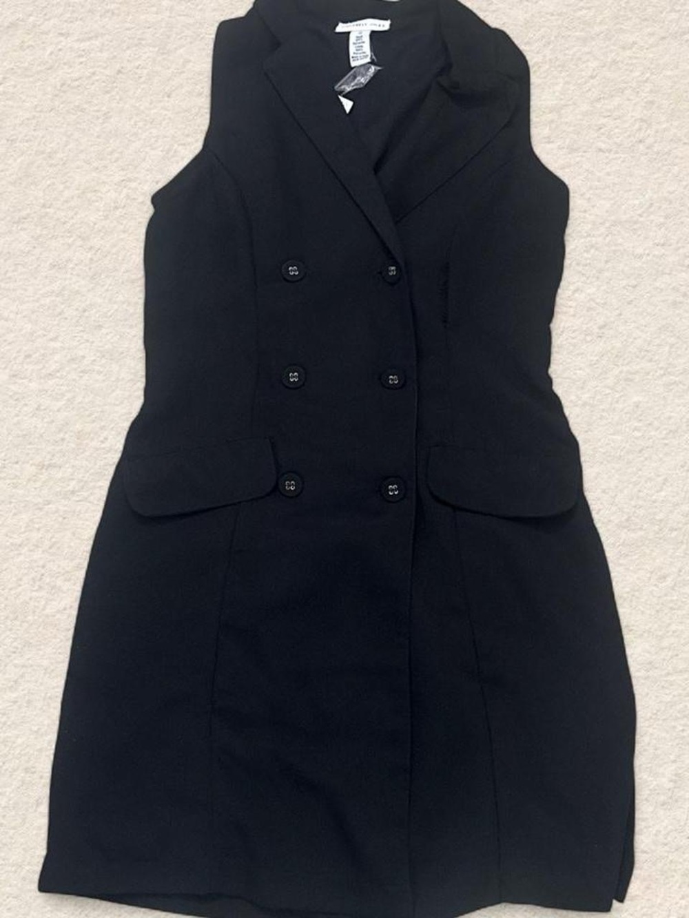 Sincerely Jules Black Sleeveless Double-Breasted Mini Dress
